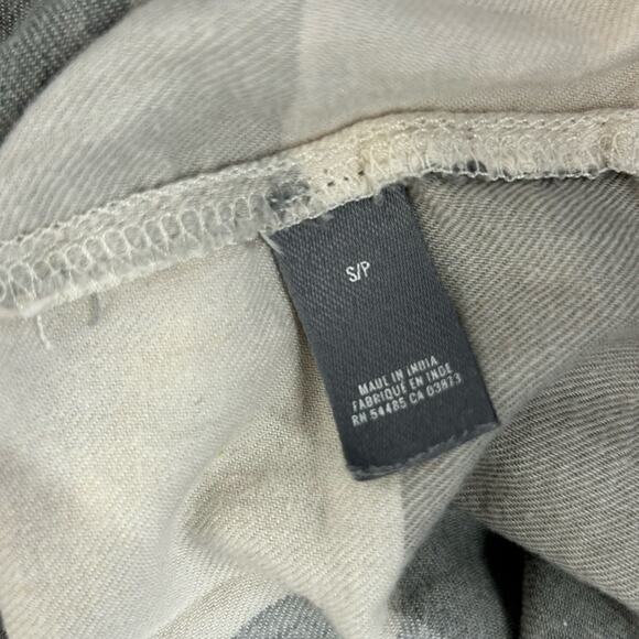 Aerie Grey White Colorblock Plaid Flannel Top Small | Button Front, Ruffle Trim - Picture 10 of 12
